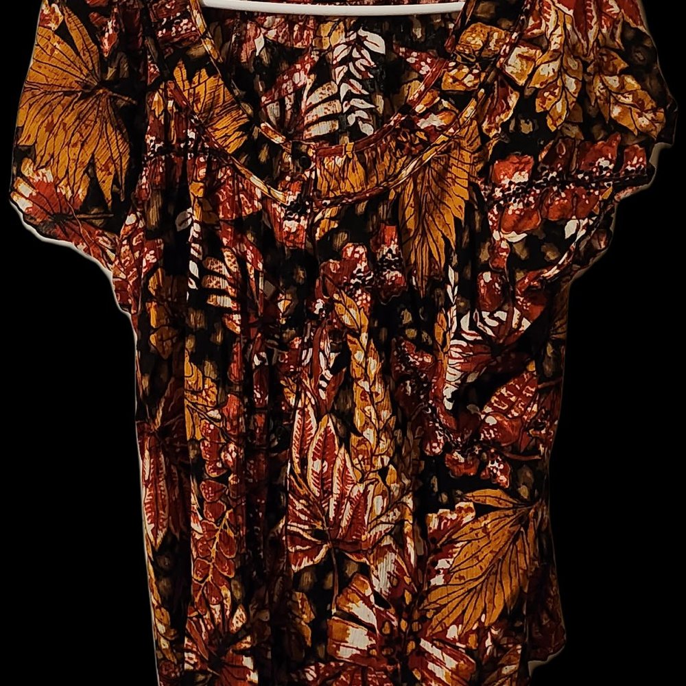 Laura Scott Floral Button Front Blouse - XL Multicolor